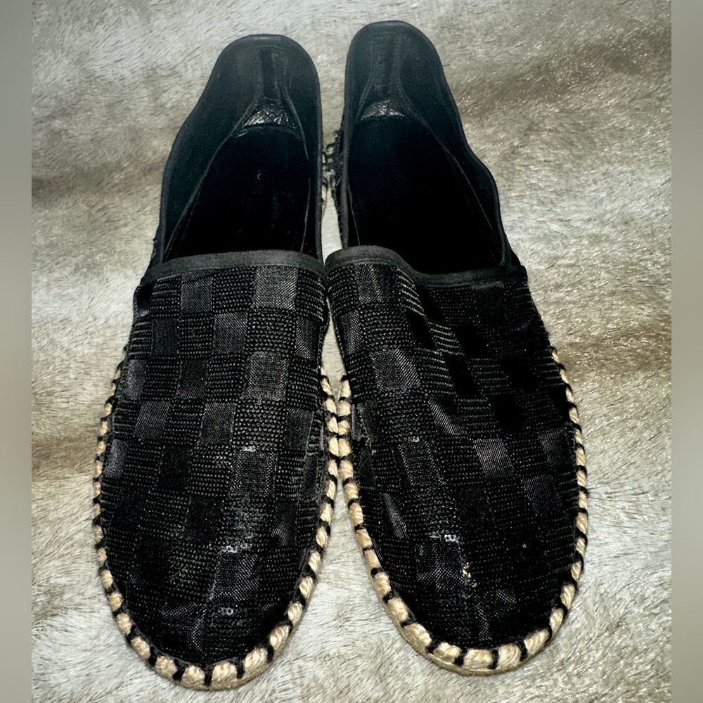 Louis Vuitton Mesh Sequin Sea Breeze Espadrille Flats Black